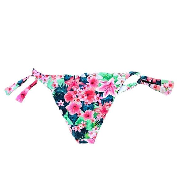 CALZEDONIA ITALIAN SIDE TIE BIKINI BOTTOM JUNGLE CORALLO TROPICAL FLORAL XS/S - Picture 4 of 7